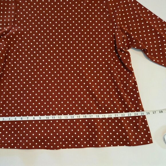 Croft & Barrow Women’s Plus 3/4 Sleeve Polka Dot Top, 2X, Rust / White - Picture 7 of 8